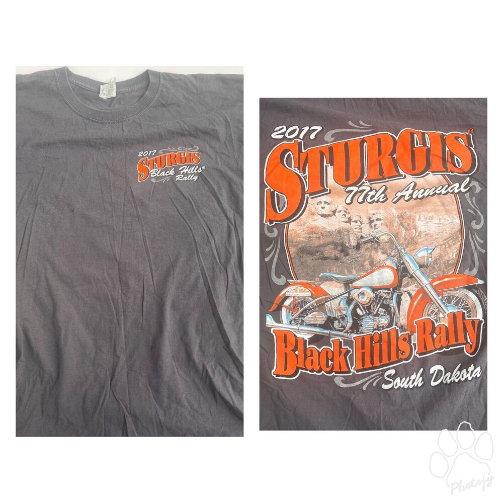 2017 Sturgis Motorcycle Rally Large T Shirt Black Hills Rally Mount Rushmore